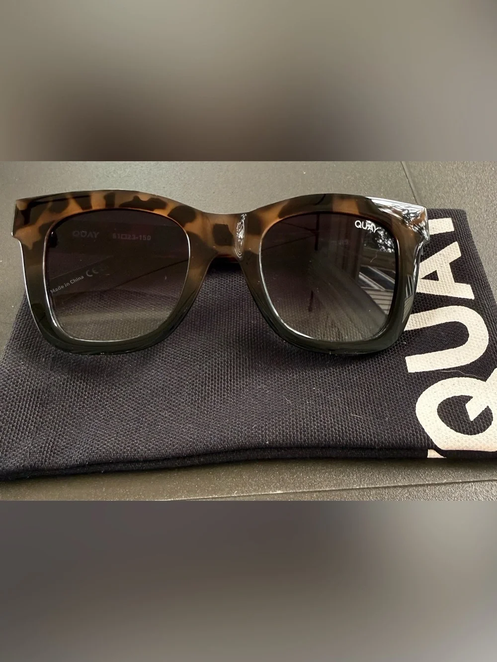 Quay Australia Tortoiseshell Frame Sunglasses with Black Fade Lenses